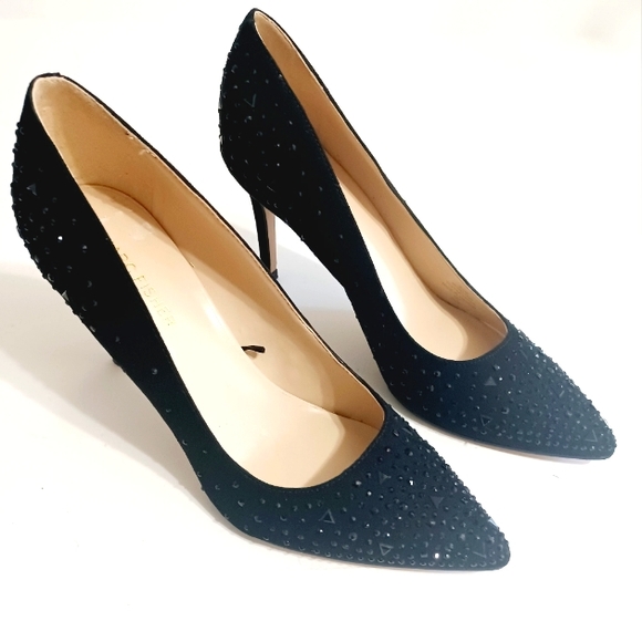 Mark Fisher Delta-R black rhinestone heels - Picture 1 of 8